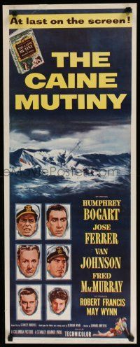 7j058 CAINE MUTINY insert '54 art of Humphrey Bogart, Jose Ferrer, Van Johnson & Fred MacMurray!