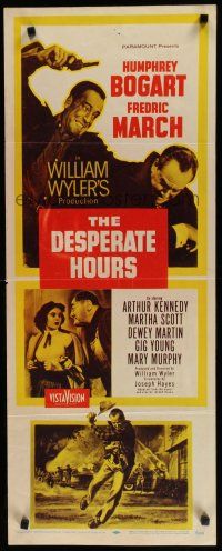 7j088 DESPERATE HOURS insert '55 Humphrey Bogart, Fredric March, William Wyler!