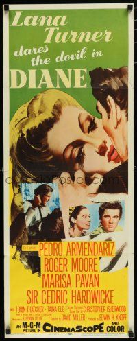 7j090 DIANE insert '56 sexy Lana Turner dares the devil, great close up romantic artwork!