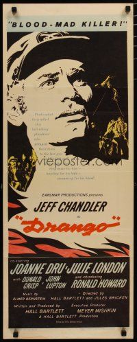 7j099 DRANGO insert '57 art of Jeff Chandler, a man against a town gone mad with lust!