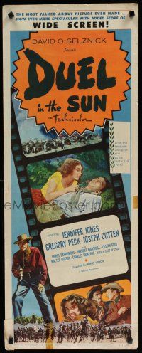 7j102 DUEL IN THE SUN insert R54 Jennifer Jones, Gregory Peck & Joseph Cotten in King Vidor epic!