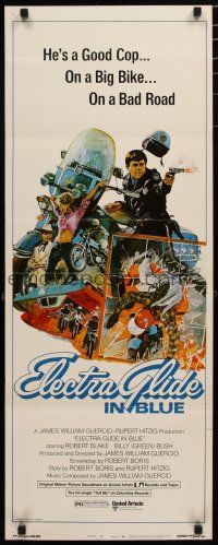 7j104 ELECTRA GLIDE IN BLUE style B insert '73 cool Blossom art of motorcycle cop Robert Blake!
