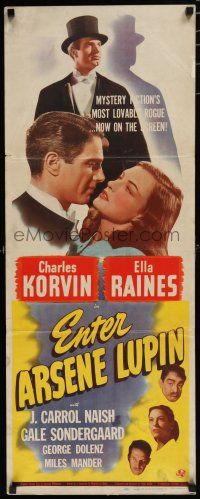 7j109 ENTER ARSENE LUPIN insert '44 romantic close up of Charles Korvin and pretty Ella Raines!