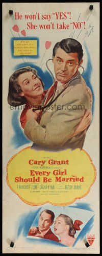 7j110 EVERY GIRL SHOULD BE MARRIED insert '48 bachelor baby doctor Cary Grant won't say yes!
