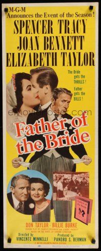 7j121 FATHER OF THE BRIDE insert '50 Liz Taylor in wedding gown & broke Spencer Tracy!