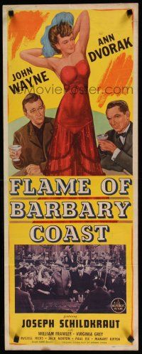 7j124 FLAME OF BARBARY COAST insert '45 Ann Dvorak, w/ Schildkraut & gambling w/ big John Wayne!