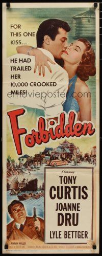 7j130 FORBIDDEN insert '54 only Joanne Dru could give Tony Curtis the kind of love he needed!