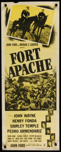 7j132 FORT APACHE insert R53 John Wayne, Henry Fonda, Shirley Temple, Victor McLaglen!