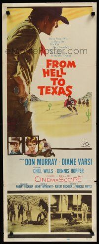 7j135 FROM HELL TO TEXAS insert '58 cool full-length art of Don Murray drawing his gun!