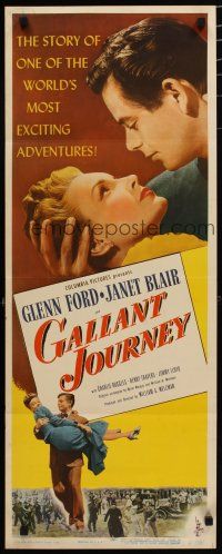 7j138 GALLANT JOURNEY insert '46 Glenn Ford & sexy Janet Blair, directed by William Wellman