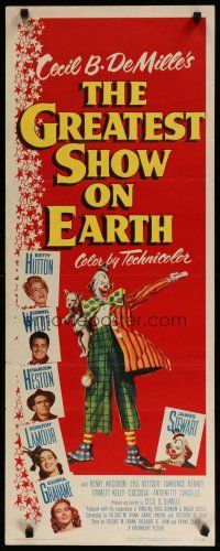 7j151 GREATEST SHOW ON EARTH insert '52 Cecil B. DeMille circus classic, Heston, James Stewart!