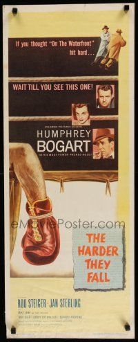 7j163 HARDER THEY FALL insert '56 Humphrey Bogart, Rod Steiger, cool boxing artwork!