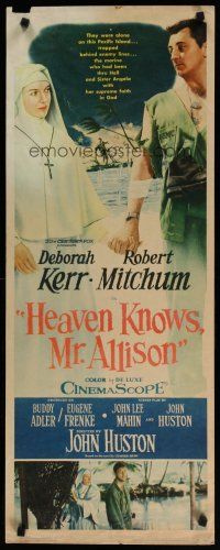 7j168 HEAVEN KNOWS MR. ALLISON insert '57 Robert Mitchum in uniform w/ nun Deborah Kerr!