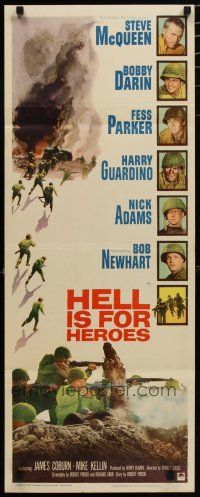 7j171 HELL IS FOR HEROES insert '62 Steve McQueen, Bob Newhart, Fess Parker, Bobby Darin