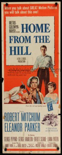 7j180 HOME FROM THE HILL insert '60 art of Robert Mitchum, Eleanor Parker & George Peppard!