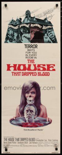 7j186 HOUSE THAT DRIPPED BLOOD insert '71 Christopher Lee, Peter Cushing, terror waits for you!