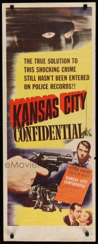 7j222 KANSAS CITY CONFIDENTIAL insert '52 John Payne, Coleen Gray, bullet force & blackjack fury!
