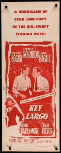 7j227 KEY LARGO insert R56 Humphrey Bogart, Lauren Bacall, Edward G. Robinson, John Huston noir!