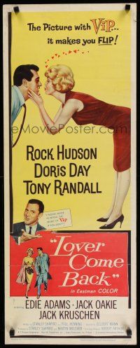 7j268 LOVER COME BACK insert '61 great artwork images of Rock Hudson & Doris Day!