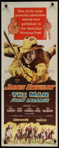 7j279 MAN FROM LARAMIE insert '55 cool art of cowboy James Stewart, directed by Anthony Mann!