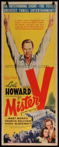 7j298 MISTER V insert '41 Leslie Howard is everywhere in World War II, helping England to victory!