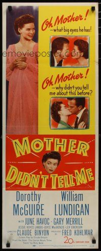 7j300 MOTHER DIDN'T TELL ME insert '50 Dorothy McGuire, William Lundigan