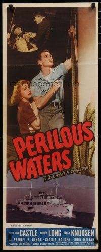 7j325 PERILOUS WATERS insert '48 Don Castle, pretty Audrey Long & Peggy Knudsen!