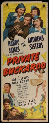 7j337 PRIVATE BUCKAROO insert '42 Harry James playing trumpet with the Andrews Sisters!
