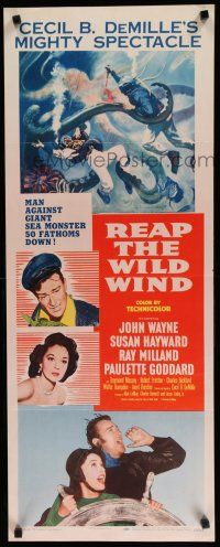 7j343 REAP THE WILD WIND insert R54 John Wayne, Milland, Paulette Goddard, Susan Hayward!