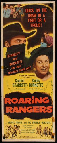 7j350 ROARING RANGERS insert '45 Charles Starrett as The Durango Kid, Smiley Burnette, Ed Cassidy!