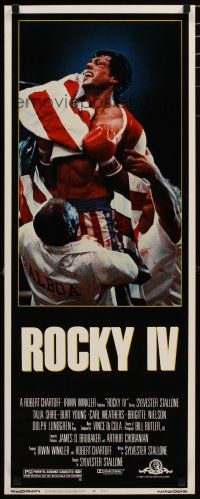 7j353 ROCKY IV insert '85 great image of heavyweight champ Sylvester Stallone in boxing ring!