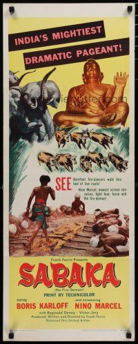 7j359 SABAKA insert '54 you'll never forget Boris Karloff or the 150 thundering elephants!