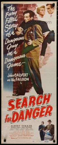 7j363 SEARCH FOR DANGER insert '49 cool film noir art of John Calvert as The Falcon!