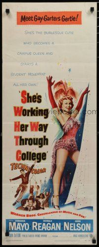 7j374 SHE'S WORKING HER WAY THROUGH COLLEGE insert '52 full-length Virginia Mayo, Ronald Reagan!