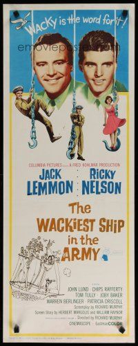 7j424 WACKIEST SHIP IN THE ARMY insert '60 Jack Lemmon & Ricky Nelson, wacky is the word for it!