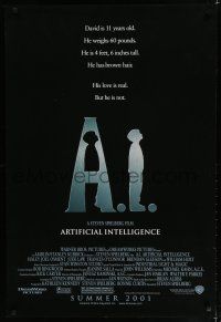 7k024 A.I. ARTIFICIAL INTELLIGENCE advance DS 1sh '01 Steven Spielberg, Haley Joel Osment, Jude Law