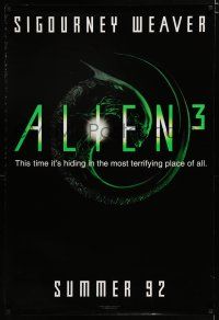 7k037 ALIEN 3 teaser 1sh '92 Sigourney Weaver, hiding in the most terrifying place of all!
