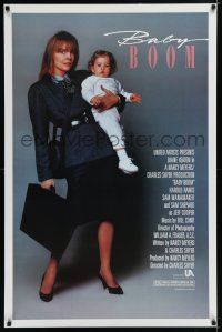 7k071 BABY BOOM 1sh '87 business woman Diane Keaton wants nothing to do with adorable baby!