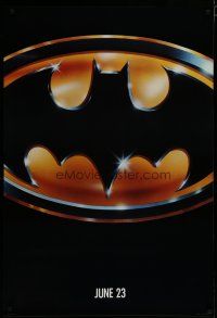 7k081 BATMAN matte teaser 1sh '89 directed by Tim Burton, cool image of Bat logo!