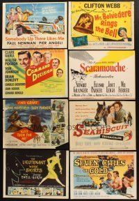 7m056 LOT OF 9 TRIMMED TITLE LOBBY CARDS '40s-50s Somebody Up There Likes Me, Saramouche & more!