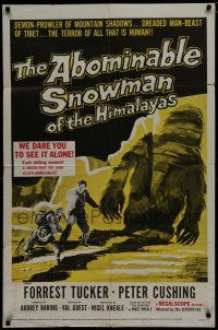 7p017 ABOMINABLE SNOWMAN OF THE HIMALAYAS 1sh '57 Peter Cushing, the dreaded man-beast of Tibet!