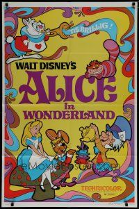 7p029 ALICE IN WONDERLAND 1sh R81 Walt Disney Lewis Carroll classic, cool psychedelic art!