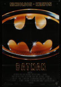 7p067 BATMAN 1sh '89 Michael Keaton, Jack Nicholson, directed by Tim Burton!