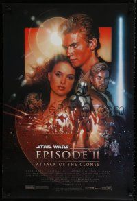 7r081 ATTACK OF THE CLONES DS style C 1sh '02 Star Wars Episode II, art by Drew, with PG rating!