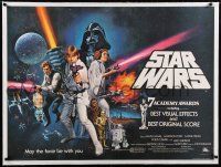 7r014 STAR WARS linen British quad '78 George Lucas classic, art by Tom William Chantrell!