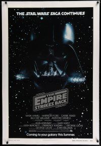 7r033 EMPIRE STRIKES BACK linen silver title advance 1sh '80 Vader head,only known unfolded example!