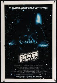 7r032 EMPIRE STRIKES BACK linen white title advance 1sh '80 Vader, only white title example known!