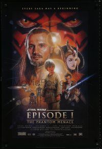 7r075 PHANTOM MENACE DS style B 1sh '99 George Lucas, Star Wars Episode I!, art by Drew Struzan!