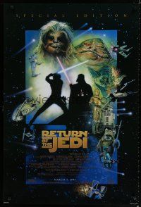 7r064 RETURN OF THE JEDI DS style D advance 1sh R97 Drew Struzan art, George Lucas sci-fi classic!