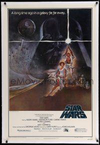 7r006 STAR WARS linen style A 3rd printing 1sh '77 George Lucas classic sci-fi epic, Tom Jung art!